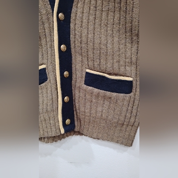 VINTAGE RIBBED WOOL BLEND CARDIGAN SWEATER - Picture 4 of 6